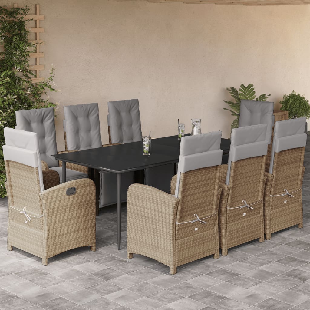 Spisebordssæt Til Haven 5 Dele Med Hynder Polyrattan Beige