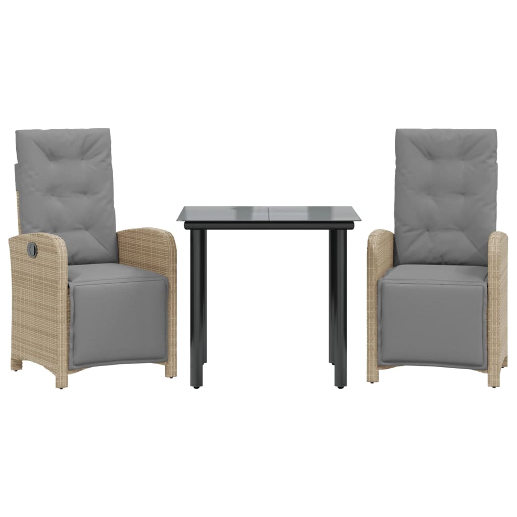 Spisebordssæt Til Haven 5 Dele Med Hynder Polyrattan Beige