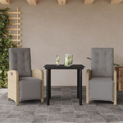 Spisebordssæt Til Haven 5 Dele Med Hynder Polyrattan Beige