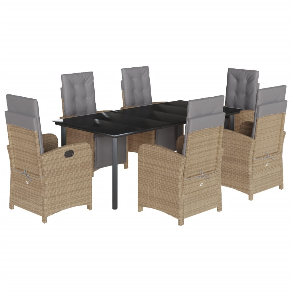 Spisebordssæt Til Haven 5 Dele Med Hynder Polyrattan Beige
