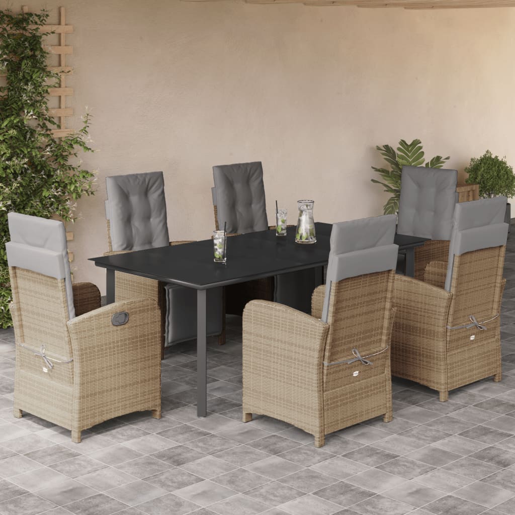 Spisebordssæt Til Haven 5 Dele Med Hynder Polyrattan Beige