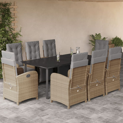 Spisebordssæt Til Haven 5 Dele Med Hynder Polyrattan Beige