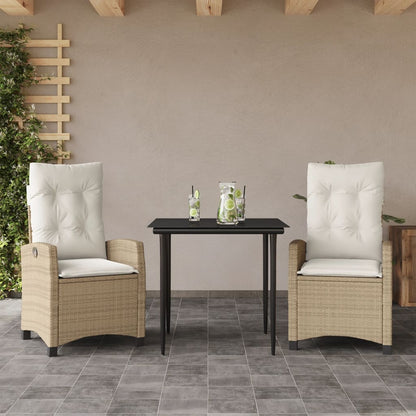 Spisebordssæt Til Haven 9 Dele Med Hynder Polyrattan Beige