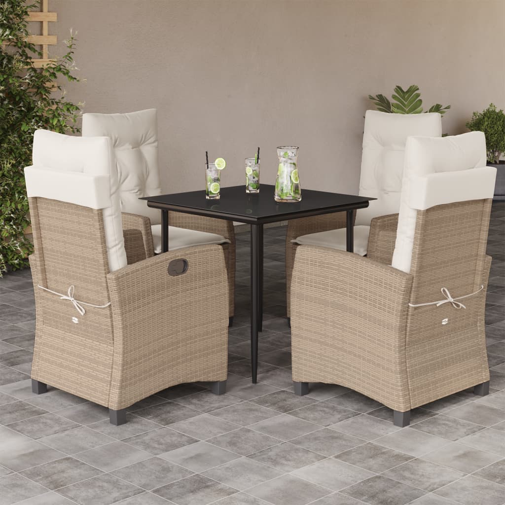 Spisebordssæt Til Haven 9 Dele Med Hynder Polyrattan Beige