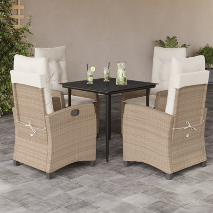 Spisebordssæt Til Haven 9 Dele Med Hynder Polyrattan Beige