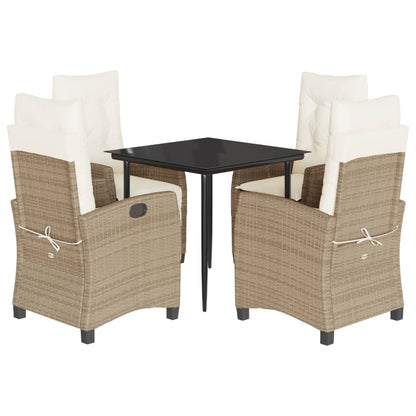 Spisebordssæt Til Haven 9 Dele Med Hynder Polyrattan Beige