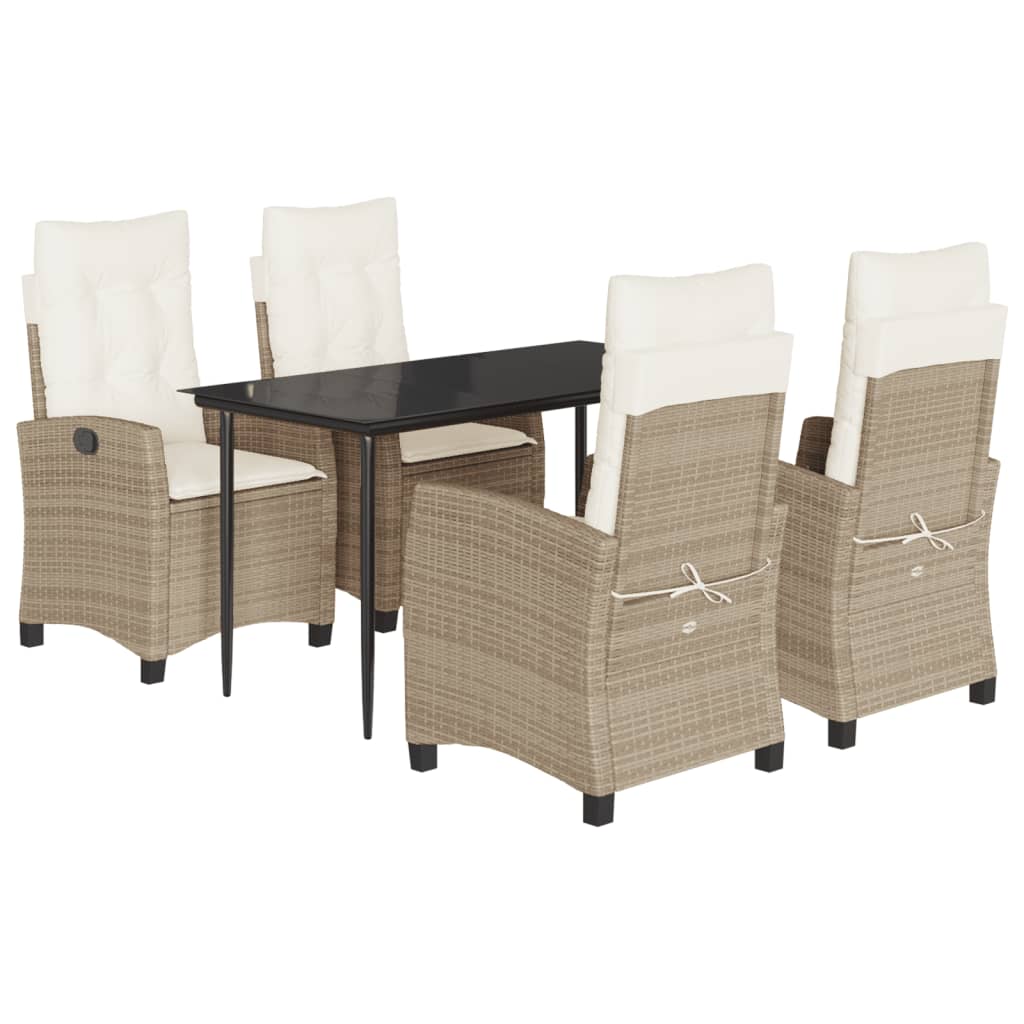 Spisebordssæt Til Haven 9 Dele Med Hynder Polyrattan Beige