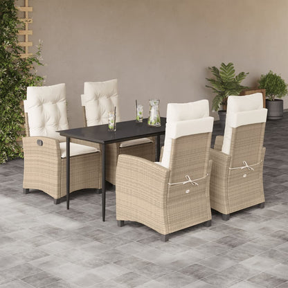 Spisebordssæt Til Haven 9 Dele Med Hynder Polyrattan Beige