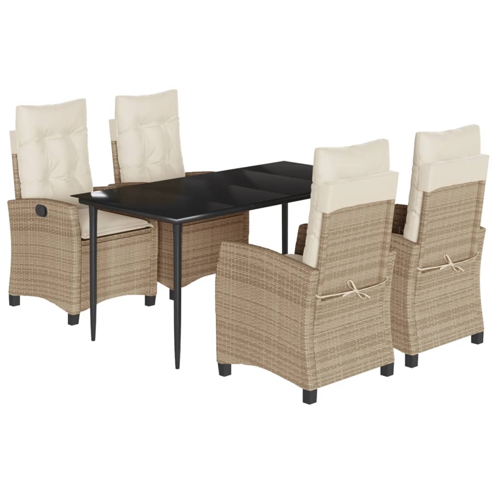 Spisebordssæt Til Haven 9 Dele Med Hynder Polyrattan Beige