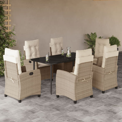 Spisebordssæt Til Haven 9 Dele Med Hynder Polyrattan Beige
