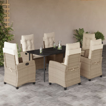 Spisebordssæt Til Haven 9 Dele Med Hynder Polyrattan Beige
