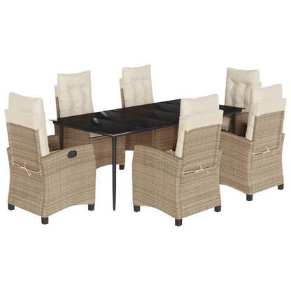Spisebordssæt Til Haven 9 Dele Med Hynder Polyrattan Beige