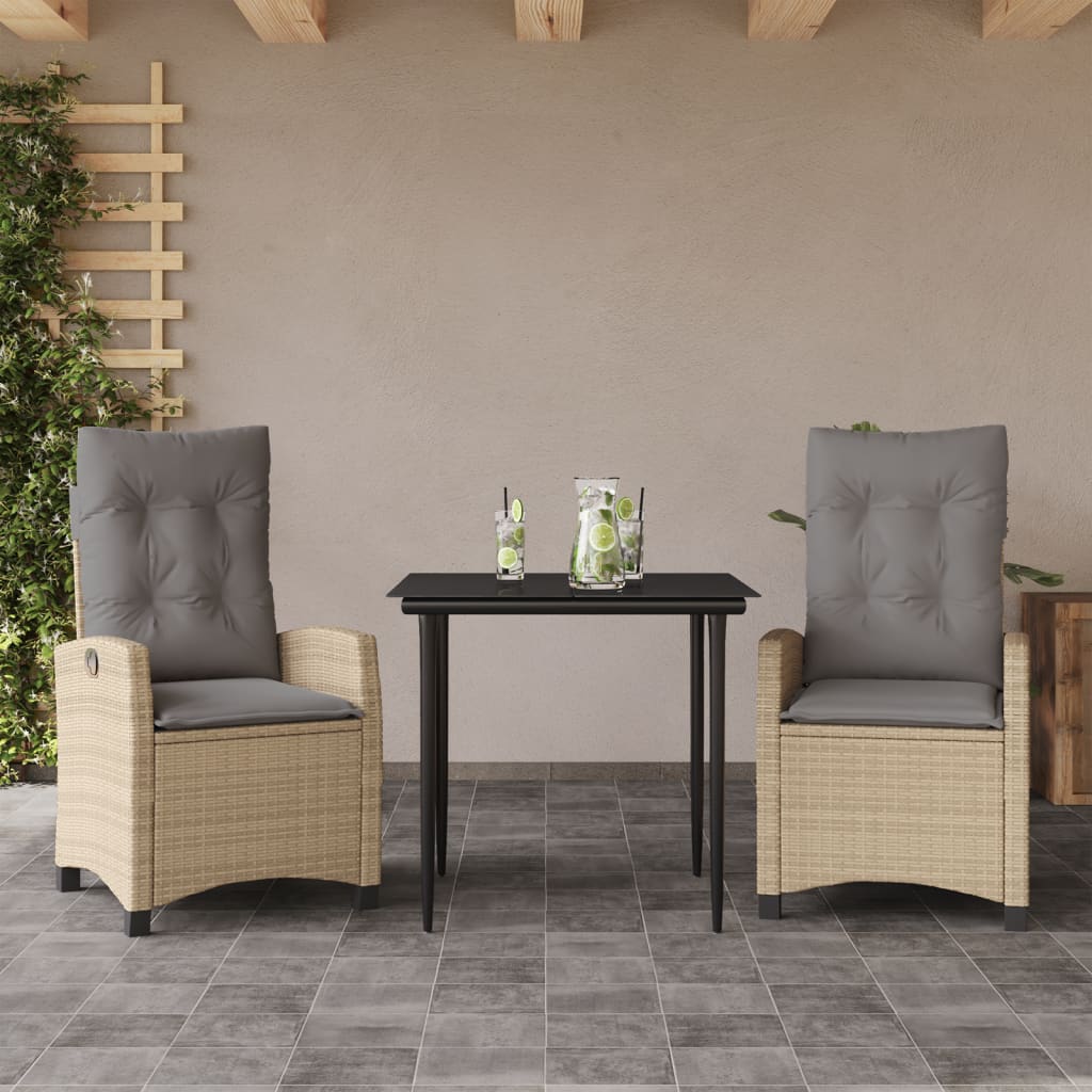 Spisebordssæt Til Haven 5 Dele Med Hynder Polyrattan Beige