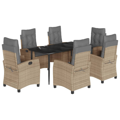 Spisebordssæt Til Haven 5 Dele Med Hynder Polyrattan Beige