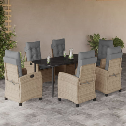 Spisebordssæt Til Haven 5 Dele Med Hynder Polyrattan Beige