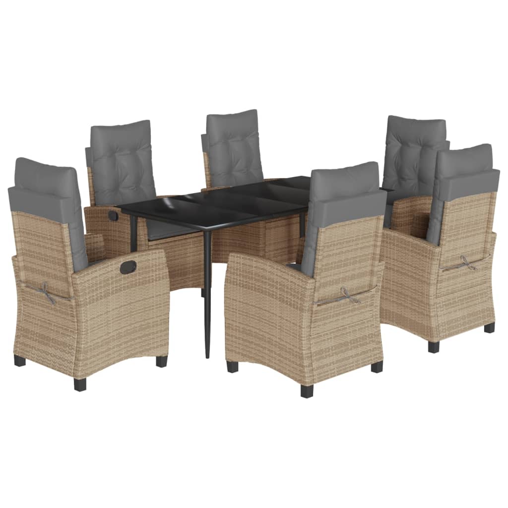 Spisebordssæt Til Haven 5 Dele Med Hynder Polyrattan Beige