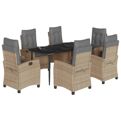 Spisebordssæt Til Haven 5 Dele Med Hynder Polyrattan Beige