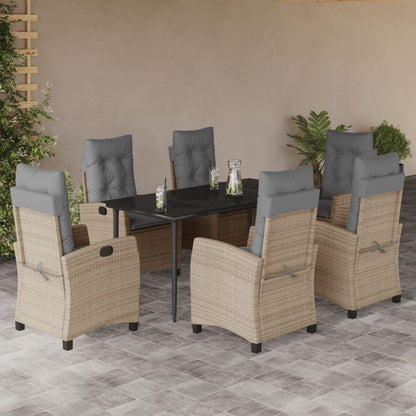 Spisebordssæt Til Haven 5 Dele Med Hynder Polyrattan Beige