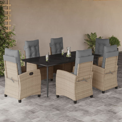 Spisebordssæt Til Haven 5 Dele Med Hynder Polyrattan Beige