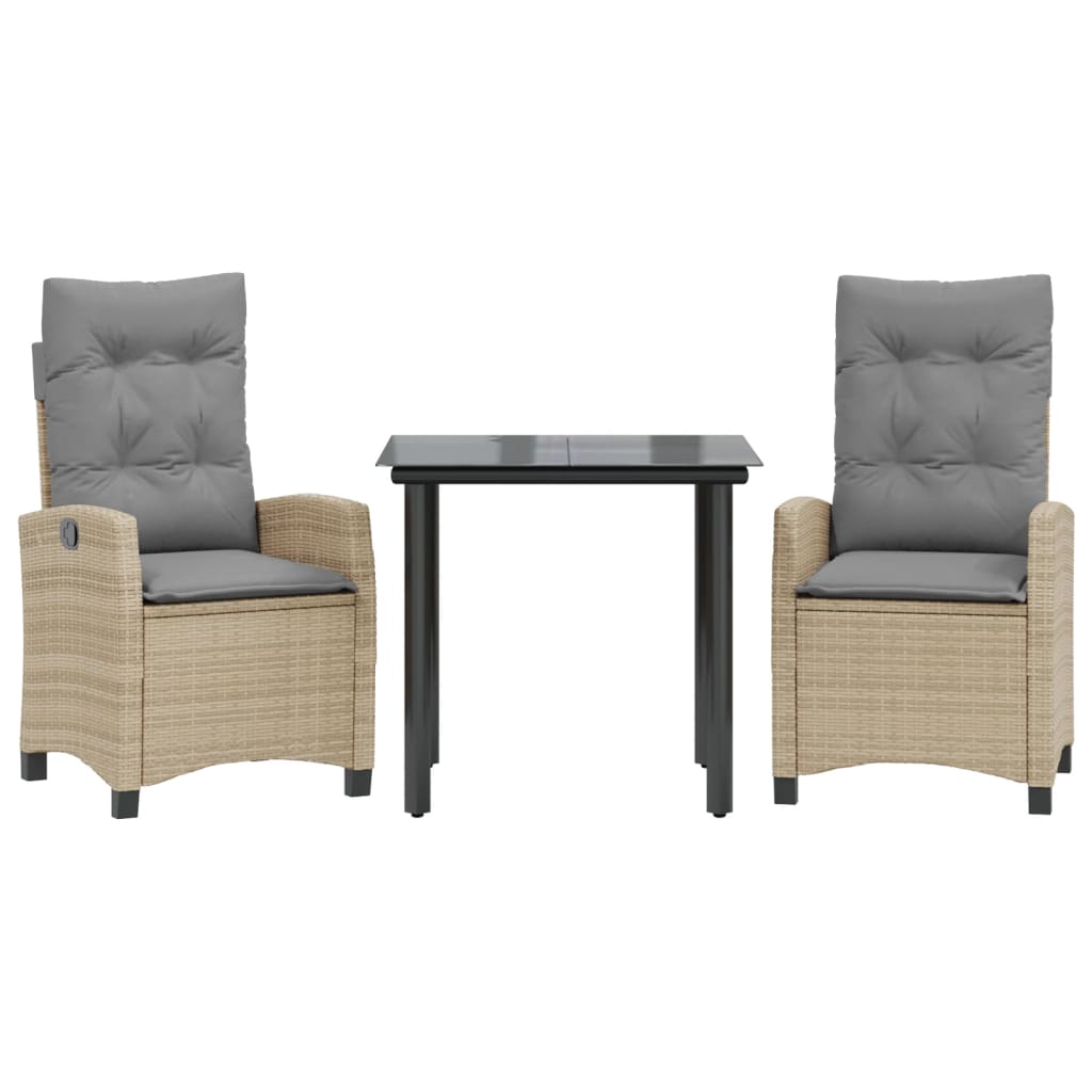Spisebordssæt Til Haven 5 Dele Med Hynder Polyrattan Beige