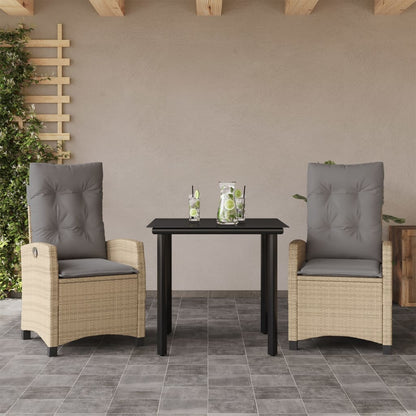 Spisebordssæt Til Haven 5 Dele Med Hynder Polyrattan Beige