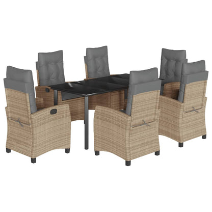 Spisebordssæt Til Haven 5 Dele Med Hynder Polyrattan Beige