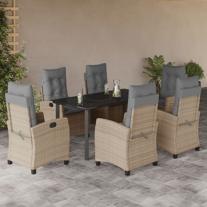 Spisebordssæt Til Haven 5 Dele Med Hynder Polyrattan Beige