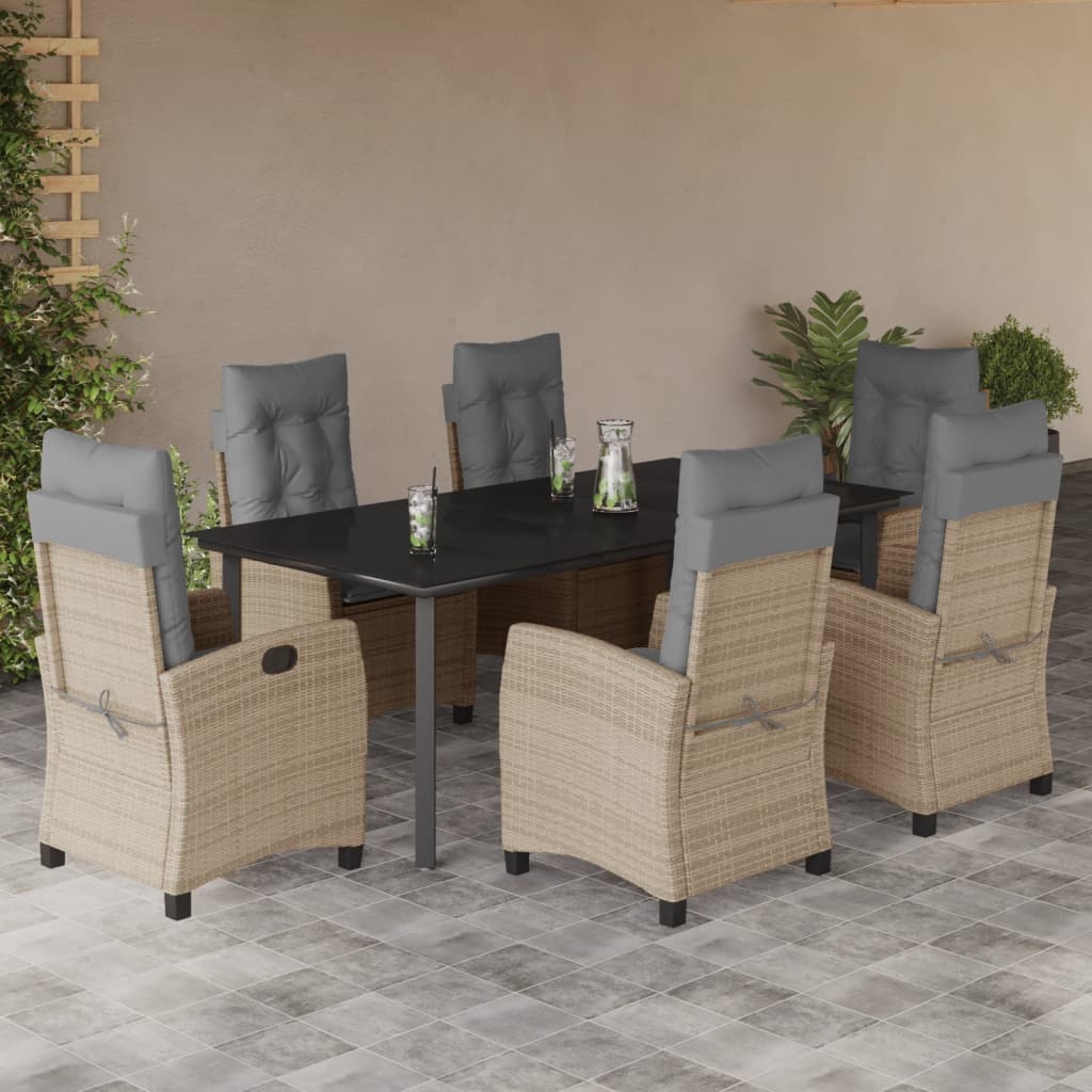 Spisebordssæt Til Haven 5 Dele Med Hynder Polyrattan Beige
