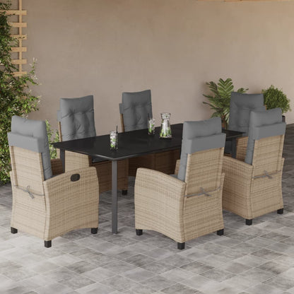 Spisebordssæt Til Haven 5 Dele Med Hynder Polyrattan Beige