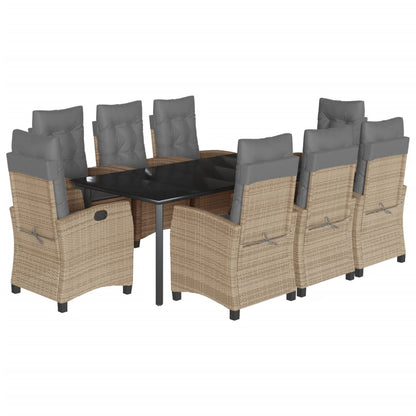 Spisebordssæt Til Haven 5 Dele Med Hynder Polyrattan Beige