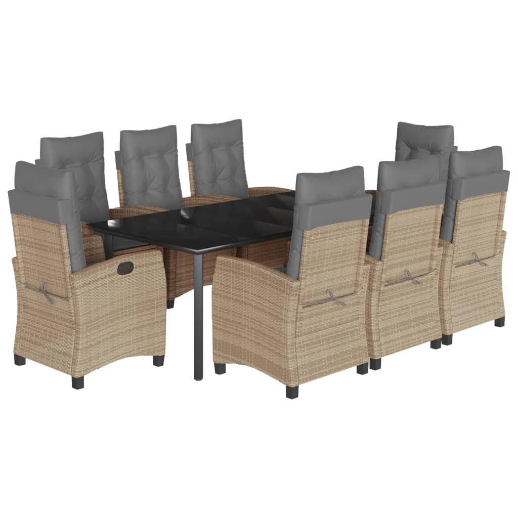 Spisebordssæt Til Haven 5 Dele Med Hynder Polyrattan Beige