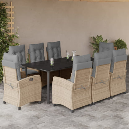 Spisebordssæt Til Haven 5 Dele Med Hynder Polyrattan Beige