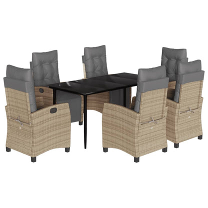 Spisebordssæt Til Haven 9 Dele Med Hynder Polyrattan Beige