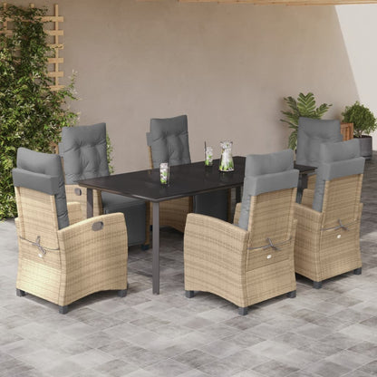 Spisebordssæt Til Haven 9 Dele Med Hynder Polyrattan Beige