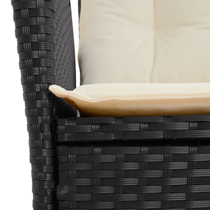 Spisebordssæt Til Haven 5 Dele Med Hynder Polyrattan Sort Sort Og Cremefarvet