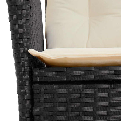 Spisebordssæt Til Haven 5 Dele Med Hynder Polyrattan Sort Sort Og Cremefarvet