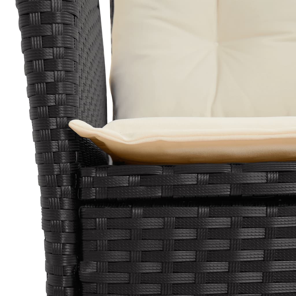 Spisebordssæt Til Haven 5 Dele Med Hynder Polyrattan Sort Sort Og Cremefarvet