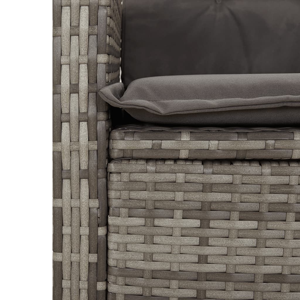 Spisebordssæt Til Haven 5 Dele Med Hynder Polyrattan Grå