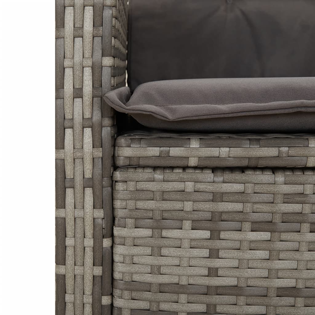 Spisebordssæt Til Haven 5 Dele Med Hynder Polyrattan Grå