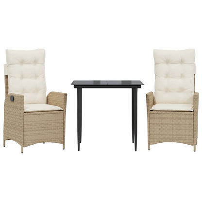 Spisebordssæt Til Haven 5 Dele Med Hynder Polyrattan Beige