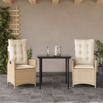 Spisebordssæt Til Haven 5 Dele Med Hynder Polyrattan Beige