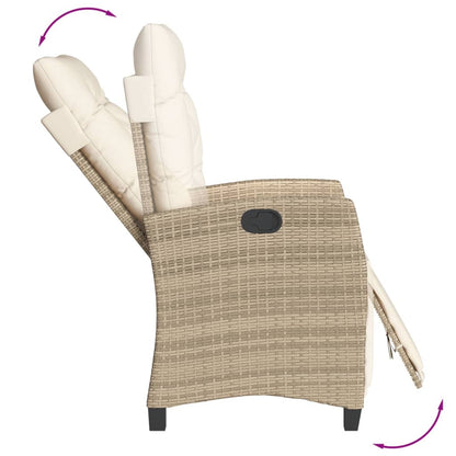 Spisebordssæt Til Haven 5 Dele Med Hynder Polyrattan Beige