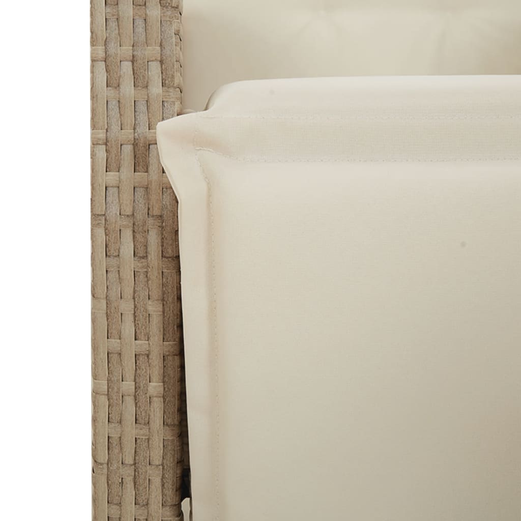Spisebordssæt Til Haven 5 Dele Med Hynder Polyrattan Beige