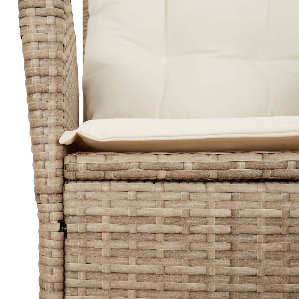 Spisebordssæt Til Haven 5 Dele Med Hynder Polyrattan Beige