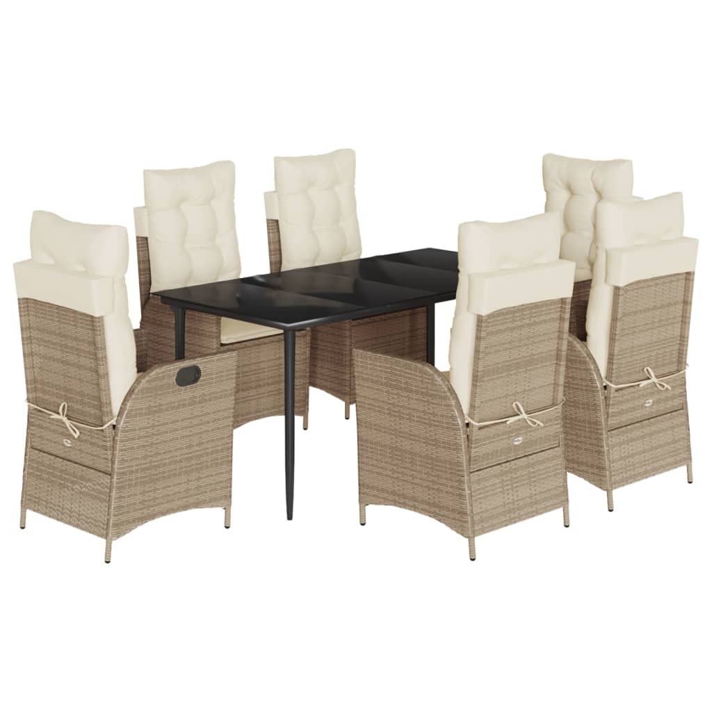 Spisebordssæt Til Haven 5 Dele Med Hynder Polyrattan Beige