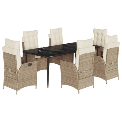 Spisebordssæt Til Haven 5 Dele Med Hynder Polyrattan Beige