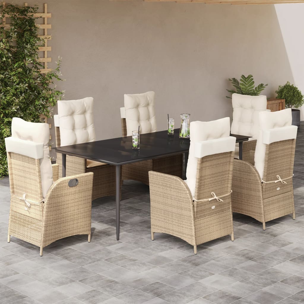 Spisebordssæt Til Haven 5 Dele Med Hynder Polyrattan Beige