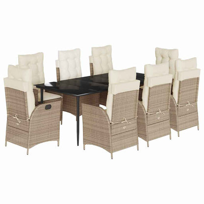 Spisebordssæt Til Haven 5 Dele Med Hynder Polyrattan Beige