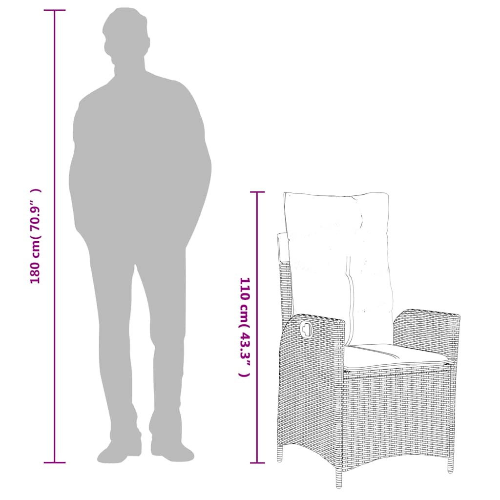 Spisebordssæt Til Haven 5 Dele Med Hynder Polyrattan Beige