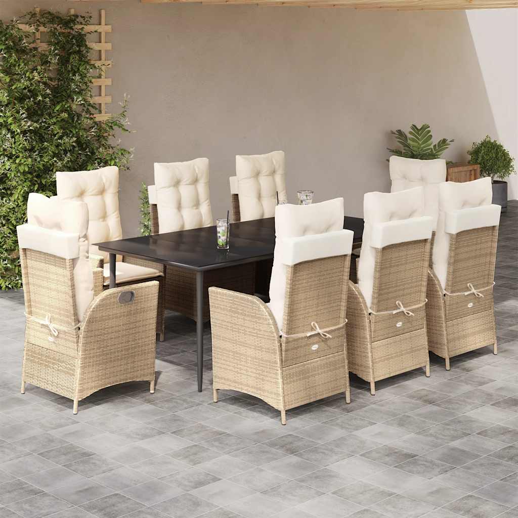 Spisebordssæt Til Haven 5 Dele Med Hynder Polyrattan Beige